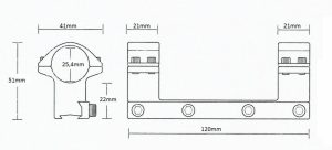 Matchmount 9-11mm /1pc double screw/ 1" High